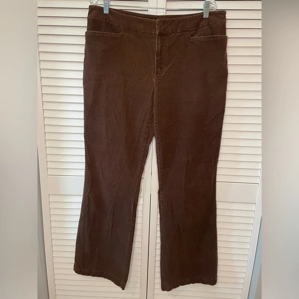 Jones Sport Y2K Women’s Corduroy Chocolate Brown Flare Pants Size 16 Stretch